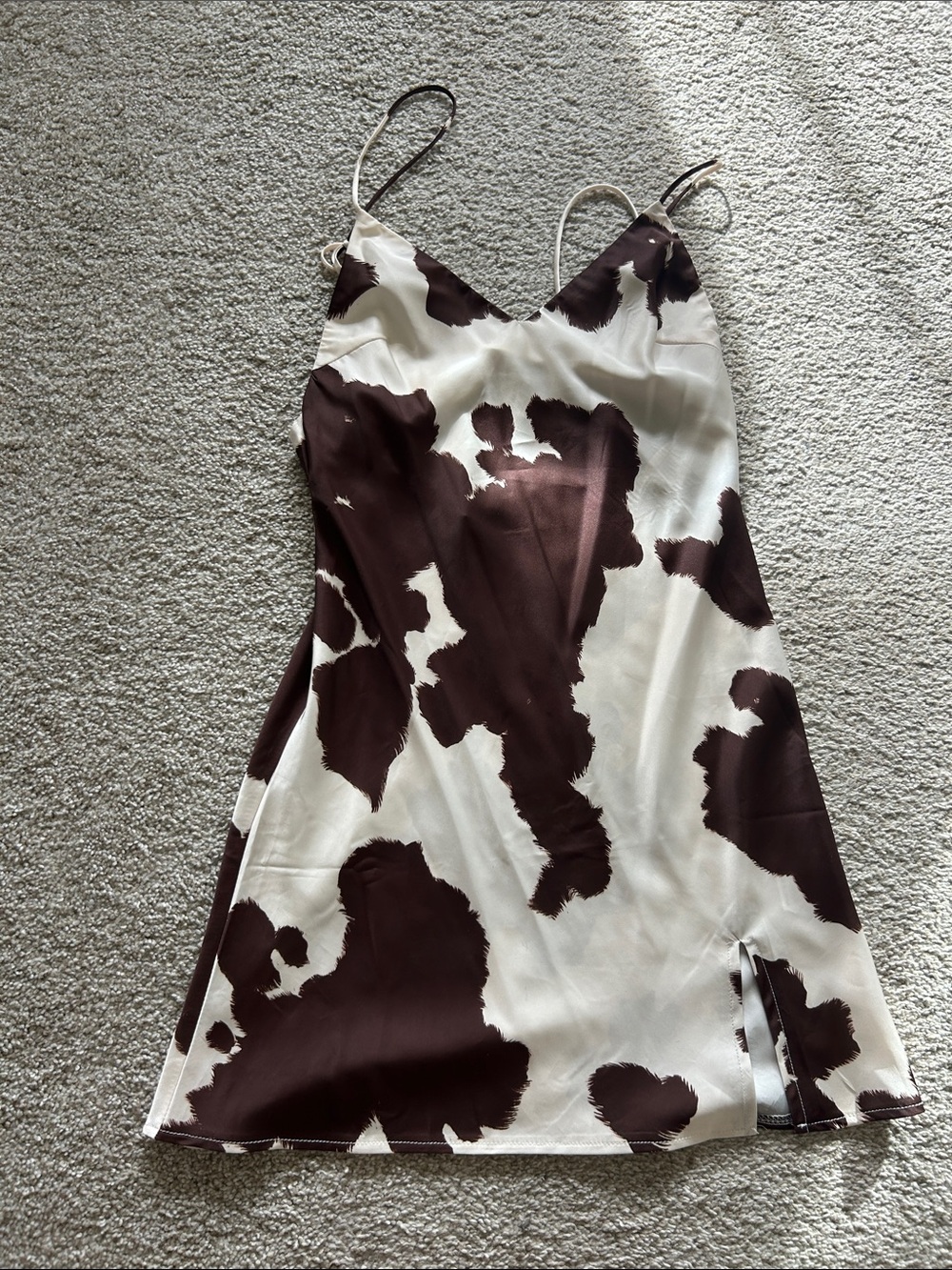 Princess Polly Brown and White Cow Print Mini Slip Dress